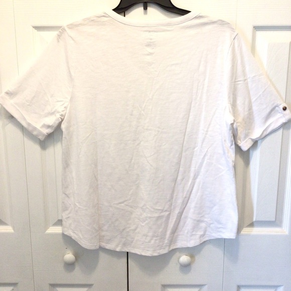 Croft & Barrow Womens White Short Sleeve Utility Henley Top Size XL - Picture 5 of 8